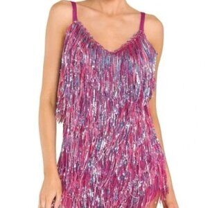 NWT | Amazing Lace | Luxxel | Magenta Sequin Fringe Mini Dress | Size M